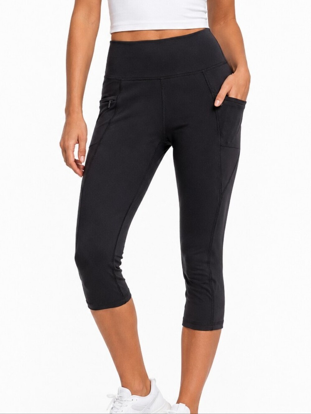 Beverly Hills Polo Club Capri Leggings Womens Small Black Athletic Cropped Pants